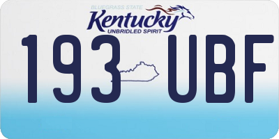 KY license plate 193UBF
