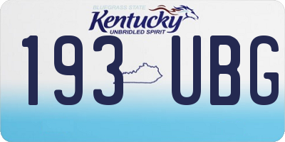 KY license plate 193UBG