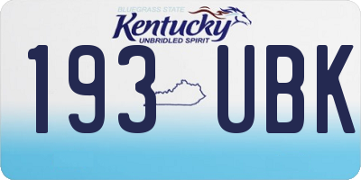 KY license plate 193UBK