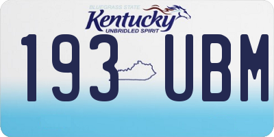 KY license plate 193UBM