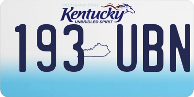 KY license plate 193UBN