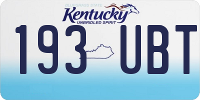 KY license plate 193UBT
