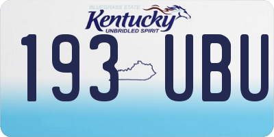 KY license plate 193UBU