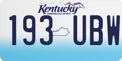 KY license plate 193UBW