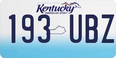KY license plate 193UBZ