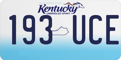 KY license plate 193UCE