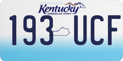 KY license plate 193UCF