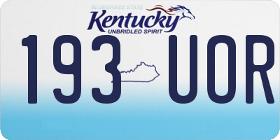 KY license plate 193UOR