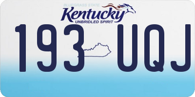 KY license plate 193UQJ