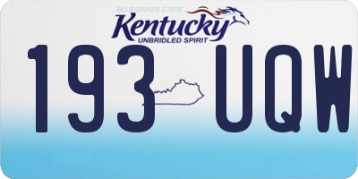 KY license plate 193UQW