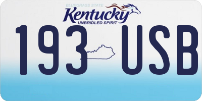 KY license plate 193USB