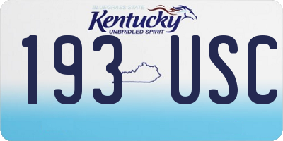 KY license plate 193USC