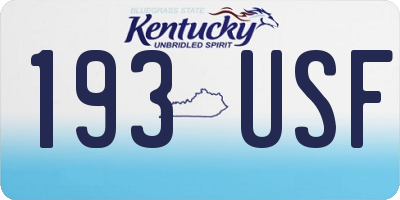 KY license plate 193USF