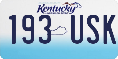 KY license plate 193USK