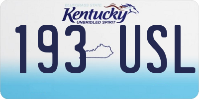 KY license plate 193USL