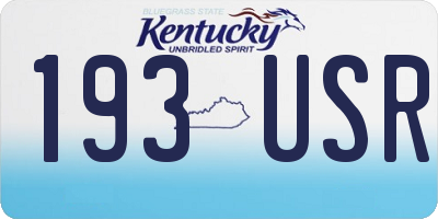 KY license plate 193USR