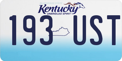KY license plate 193UST