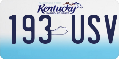 KY license plate 193USV