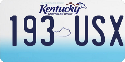 KY license plate 193USX