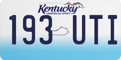 KY license plate 193UTI