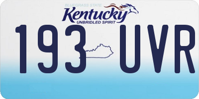 KY license plate 193UVR