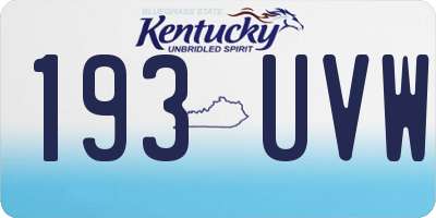 KY license plate 193UVW