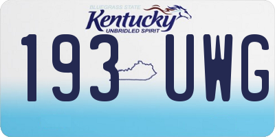 KY license plate 193UWG