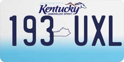KY license plate 193UXL