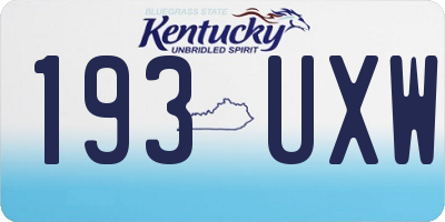 KY license plate 193UXW