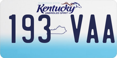 KY license plate 193VAA
