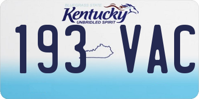 KY license plate 193VAC