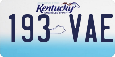 KY license plate 193VAE