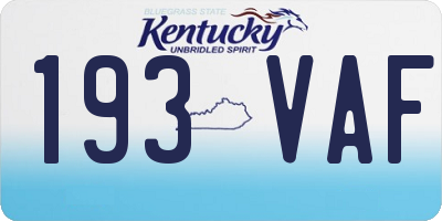 KY license plate 193VAF