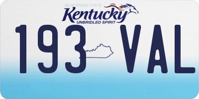 KY license plate 193VAL