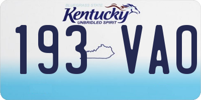 KY license plate 193VAO
