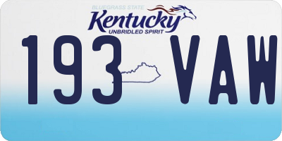 KY license plate 193VAW