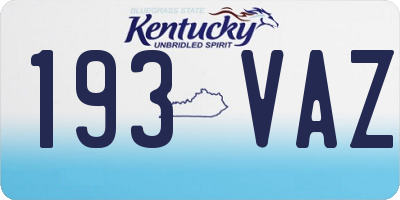 KY license plate 193VAZ