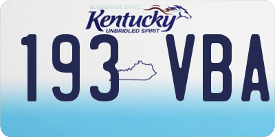 KY license plate 193VBA