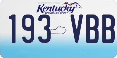 KY license plate 193VBB
