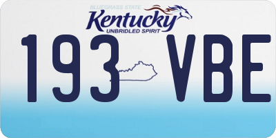KY license plate 193VBE
