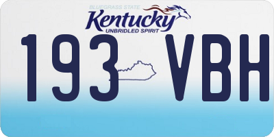 KY license plate 193VBH