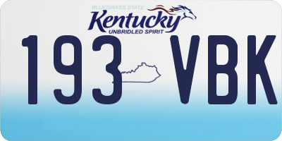 KY license plate 193VBK
