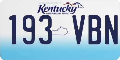 KY license plate 193VBN