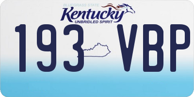 KY license plate 193VBP