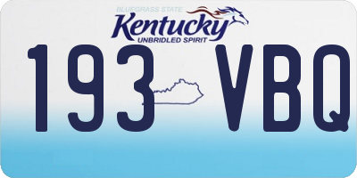KY license plate 193VBQ