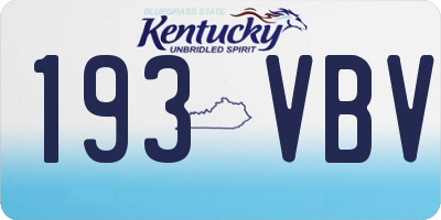 KY license plate 193VBV
