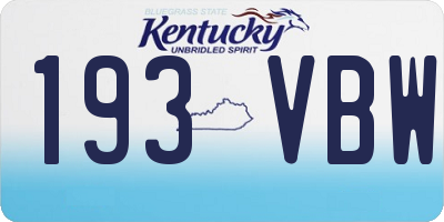 KY license plate 193VBW