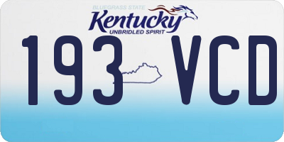 KY license plate 193VCD