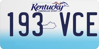 KY license plate 193VCE