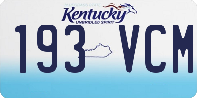 KY license plate 193VCM